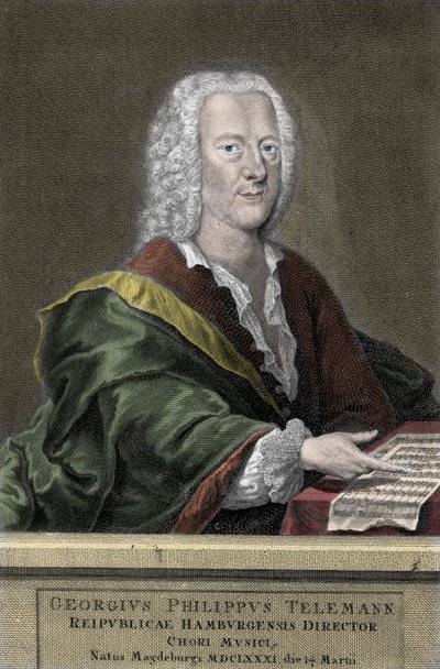 Georg Philipp Telemann (1681-1767), Alman besteci. by Unknown artist