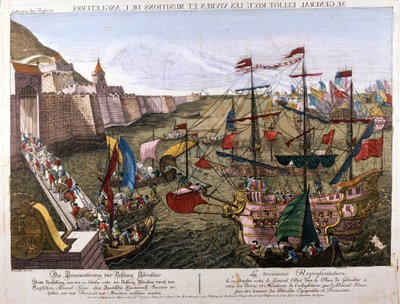 Cebelitarık Büyük Kuşatması 1779-1783 (İspanya Fransa ile ittifakının bir parçası olarak Birleşik Krallık'a savaş ilan ettiğinde İspanyolların Cebelitarık'ı geri alma girişimi): 11 Ekim'de by Unknown artist