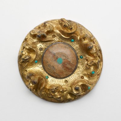 Bir manzarada hayvanlarla yaldızlı bronz plaket by Unknown artist