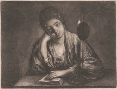 Mum Işığında Okuyan Kız by Unknown artist