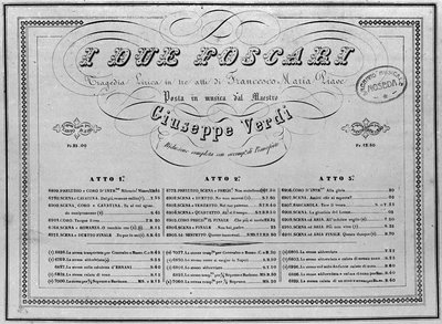 Giuseppe Verdi: 'I Due Foscari' operasının piyano notaları. by Unknown artist