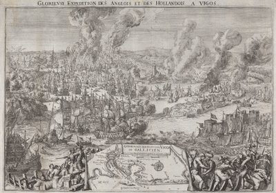 İngiliz ve Hollandalıların Vigos'a Görkemli Seferi (Amiral Rooke'un Vigo açıklarındaki Zaferi, 12 Ekim 1702) by Unknown artist