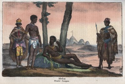 Cape Gonqui Hottentots - Evrendeki Tüm Halkların “” Gümrük ve Geleneklerinden gravür. Yani, hükümetin, yasaların, milislerin, en eski zamanlardan günümüze kadar tüm ulusların dininin tarihi "1856 by Unknown artist