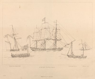 HM Yacht The Prince Regent ve gemi teknesi by Unknown artist