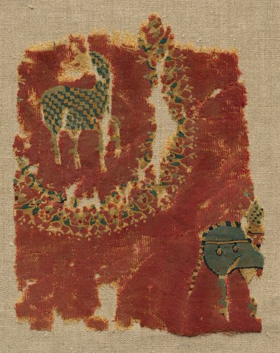 Yapraklı yuvarlak ve binicili askı by Unknown artist