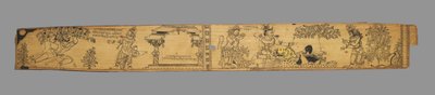 Hanuman Şifalı Bitkiler Dağını Getiriyor; Rama, Upendra Bhanja'lı bir Chandrabhanu ve Lavanyavati Romantik'inden (Hintli, 1740'ta öldü) Hanuman ve Bir Ayı O'nu Tedavi etmeye Hazırlandığı için Lakshmana'dan Oku Alır (recto) by Unknown artist