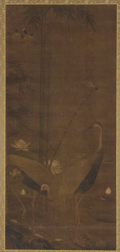 Balıkçıllar, Lotus ve Bambu by Unknown artist