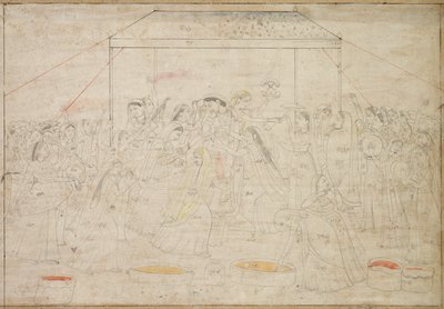Hindu Tanrısı Krishna, Holi Bahar Şenliği için Kadın Giysileri İçinde Giyiniyor by Unknown artist