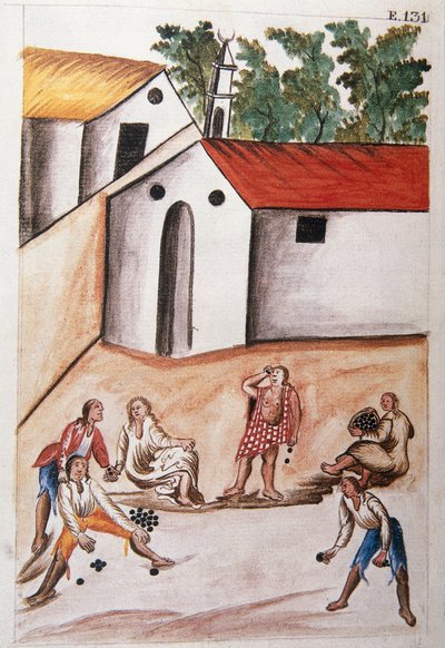 Baltazar Martinez Compañón y Bujanda, Trujillo piskoposu (1782-1785) tarafından yazılan "Trujillo del Peru" veya "Códice Martínez Compañón" kitabından choloques oyunu oynayan Kızılderililer by Unknown artist