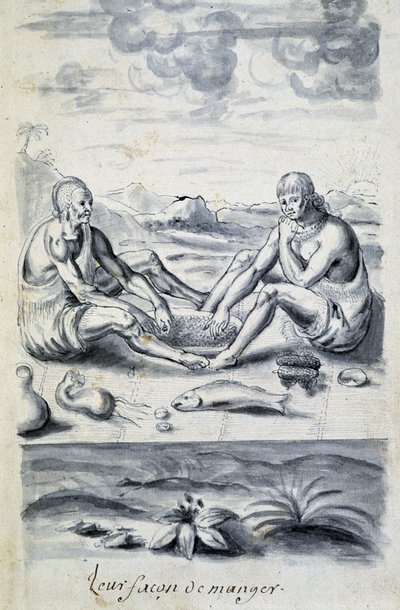 Kendilerini besleyen Kızılderililer - “”Bir Fransızın vahşi ile diyalogu veya röportajı”” by Unknown artist