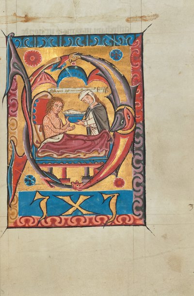 İlk D: Yatağındaki Cüzzamlıyı Besleyen Bir Kadın by Unknown artist