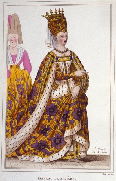 Bavyeralı Isabeau (Isabelle, Elisabeth) (1371-1435). Fransa Kraliçesi. 1830 gravürü. by Unknown artist