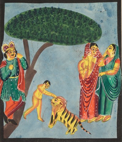 Jatayu (Rama'nın Efsanevi Kuşu) Ravana'nın Arabasını Engelleyerek Sita'nın Kaçırılmasını Önlemeye Çalışıyor (verso) by Unknown artist