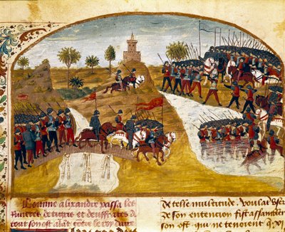 Kral Büyük İskender (M.Ö. 356-323) ve ordusu Quintus Curtius Rufus (Quinte Curce) (1. yüzyıl), yaklaşık 1468. (Ms. 1335) Reims. Belediye Kütüphanesi by Unknown artist
