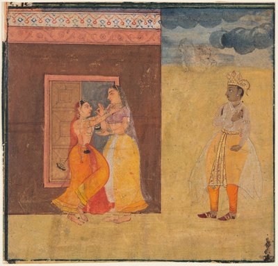 Krishna Abhisarika Nayika, bir Rasikapriya el yazması by Unknown artist