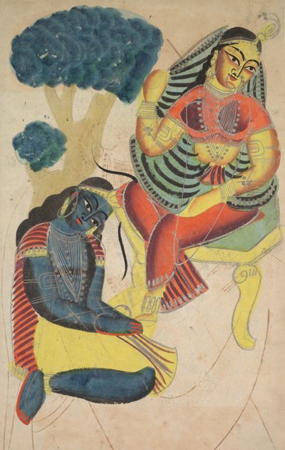 Krishna Radha'nın Ayaklarını Okşayarak (Verso) by Unknown artist