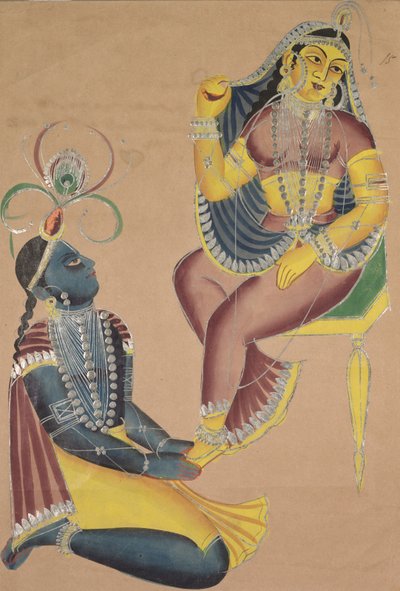 Krishna Radha'nın Ayaklarını Okşayarak by Unknown artist