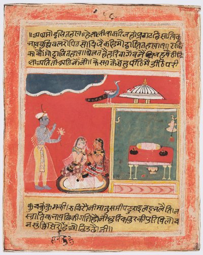 Krishna ve Radha Utançtan Kaçının: Bir Rasikapriya'dan Mottaita Bhava by Unknown artist