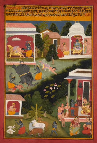 Surdas'lı bir Sursagar'dan Şeytanların Yok Edicisi olarak Krishna by Unknown artist