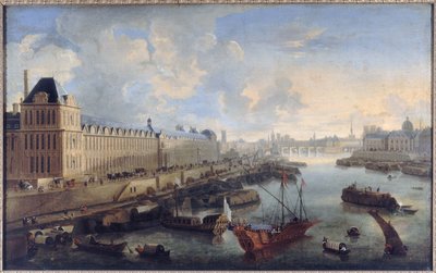 La Grande Galerie du Louvre, le Pont-Neuf, la Cité, le collège des Quatres-Nations, 1670 civarı, Seine Nehri üzerinde kraliyet kadırgası, günümüz 1. ve 6. bölgeleri, 1670-1685 arası (tuval üzerine yağlıboya) by Unknown artist