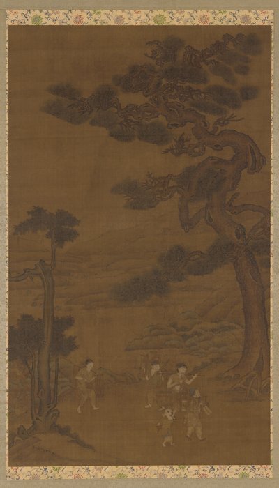 Manzara: büyük bir çam ağacının altında zanaatkarlar by Unknown artist