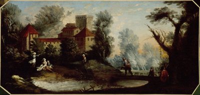 Müstahkem kale ile manzara. 1701 ve 1800 yılları arasında (yağlıboya) by Unknown artist