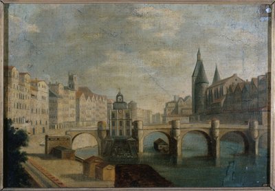 Le Grand Bras du Pont-Neuf et la pompe de la Samaritaine, 1800 civarı, bugünkü 1. bölge, 1795-1805 arası (tuval üzerine yağlıboya) by Unknown artist