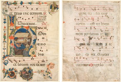 Doğuş (recto) ve Müzik (verso) ile Tarihlendirilmiş İlk (H) ile bir Antiphonary