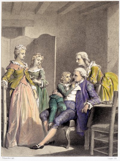 Louis XVI, Marie Antoinette ve Louis XVII tapınağın içinde by Unknown artist