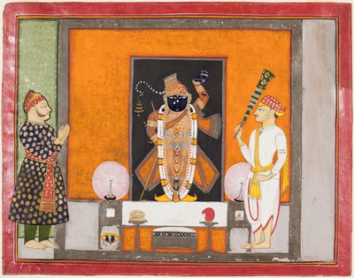 Kotalı Maharao Ram Singh II (taht 1828–66) Brij Nathji'ye Damat Olarak Tapınıyor by Unknown artist