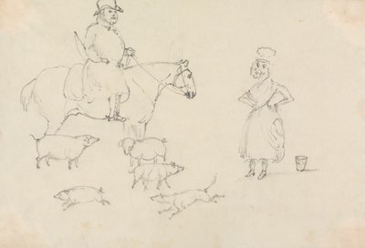 Atlı Adam, Domuzlarla by Unknown artist