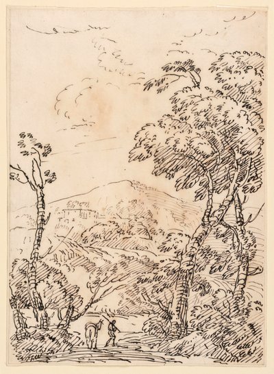 Manzara içinde eşek olan adam by Unknown artist