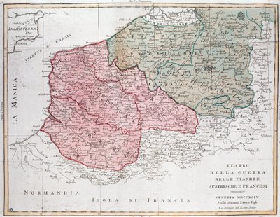 Fransız ordusu ile Avusturya ordusu arasındaki Flanders kampanyasının haritası by Unknown artist