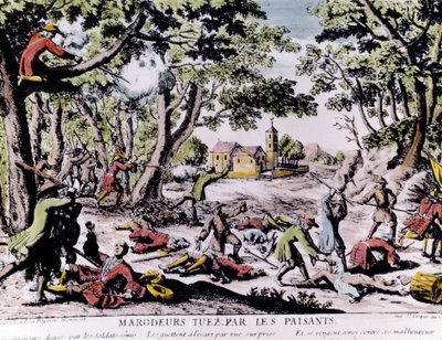 Köylüler tarafından vurulan çapulcular. 18. yüzyıl baskısı Paris, B.N. by Unknown artist