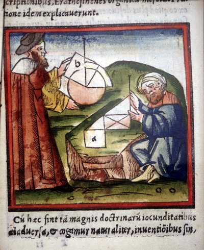 matematikçiler 15. yüzyıl el yazması. by Unknown artist