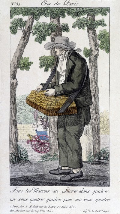 Şekerli kestane tüccarı - “” Cris de Paris”” deb. 19. yüzyıl by Unknown artist