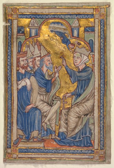 Azizlerin Yaşamları Özetinden Minyatür: İskenderiyeli Aziz Catherine, Elli Filozofla İtiraz Ediyor by Unknown artist