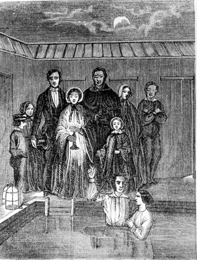 Mormon vaftizi. 19. yüzyıl gravürü. by Unknown artist