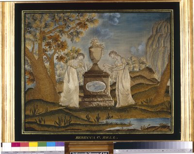 İğne Oyası Yas Tablosu (ipek iplikler, işlemeli) by Unknown artist