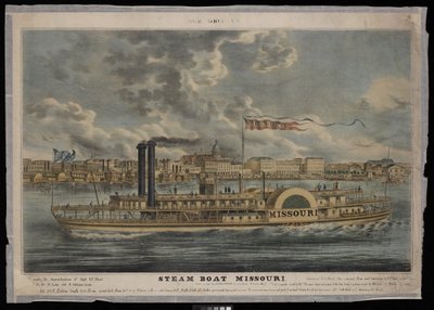 New Orleans. Buharlı Gemi Missouri (taşbaskı, renkli) by Unknown artist
