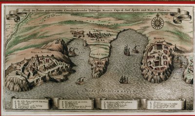 17. yüzyılda Nice, Villefranche ve Monaco (coğrafi dekupaj) by Unknown artist