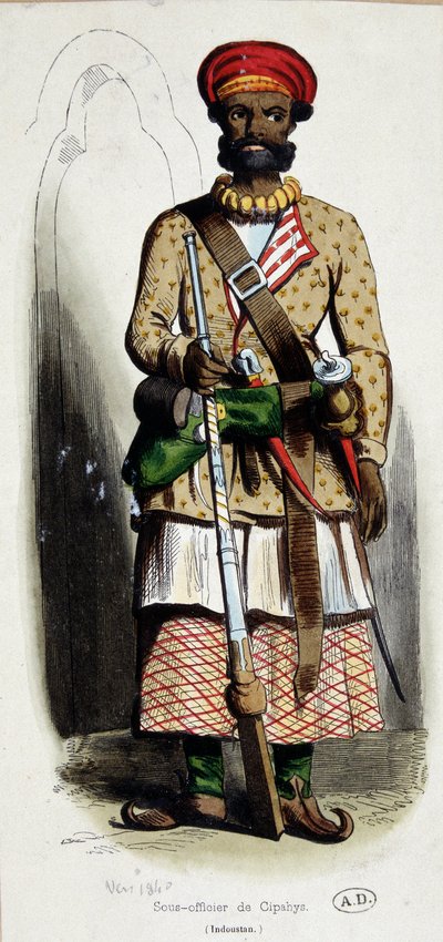 Astsubay (alt görevli) cipaye (Hindistan) - gravür by Unknown artist