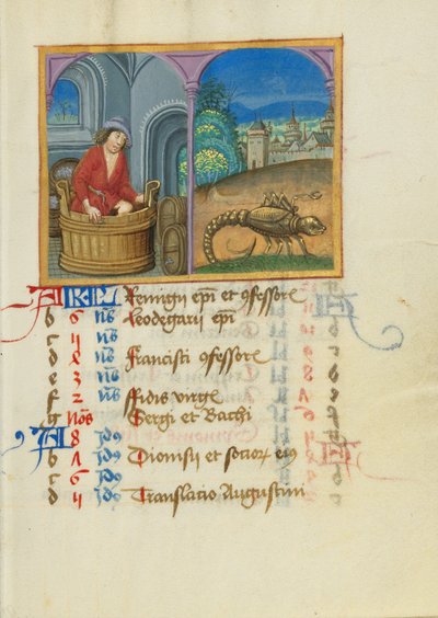 Ekim Takvim Sayfası; Treading Grapes; Akrep Burcu by Unknown artist