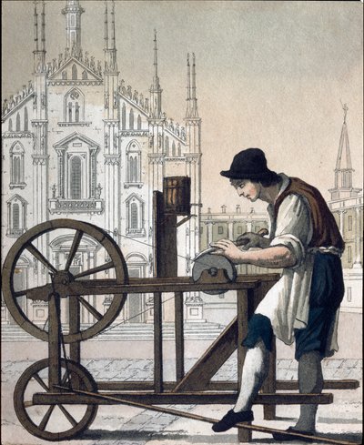 Eski ticaret: bıçak değirmeni (Lithograph by Unknown artist