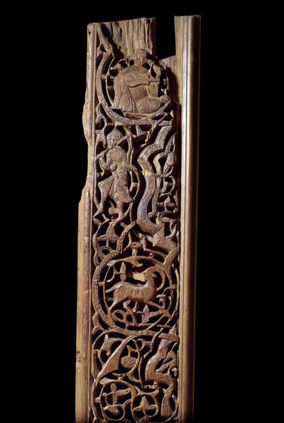 Oryantal sanat: oymalı ahşap panel. 13. yüzyıl. Detay. Paris, Louvre Müzesi by Unknown artist
