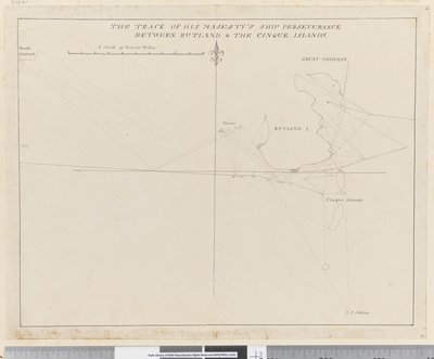 Sayfa 38b Majestelerinin gemisinin izi Rutland ve Cinque Adaları arasındaki Azim (kalem ve mürekkep) by Unknown artist