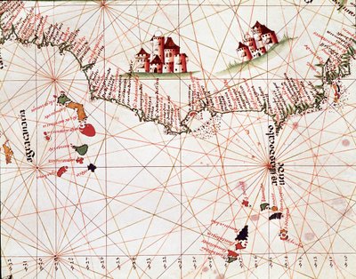 Cape Verde, Kanarya Adaları adalarını temsil eden bir deniz taslağının sayfası by Unknown artist