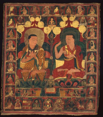 Tartışma Halindeki İki Lamanın Soy Resminin Boyalı Afişi (Thangka) by Unknown artist