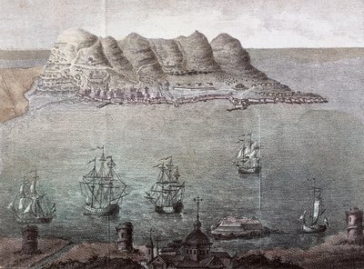 Cebelitarık ve Detroit'in panoramik manzarası. 19. yüzyıl Madrid, Ulusal Kütüphane by Unknown artist