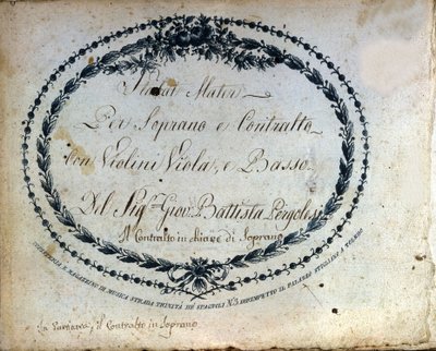 Jean Baptiste Pergolese (Giovanni Battista Pergolesi, Jean-Baptiste) 1710-1736 tarafından “” Stabat Mater ””in bölünmesi. "" Keman, Viyola ve bas ile soprano ve alto için Stabat Mater. "" by Unknown artist